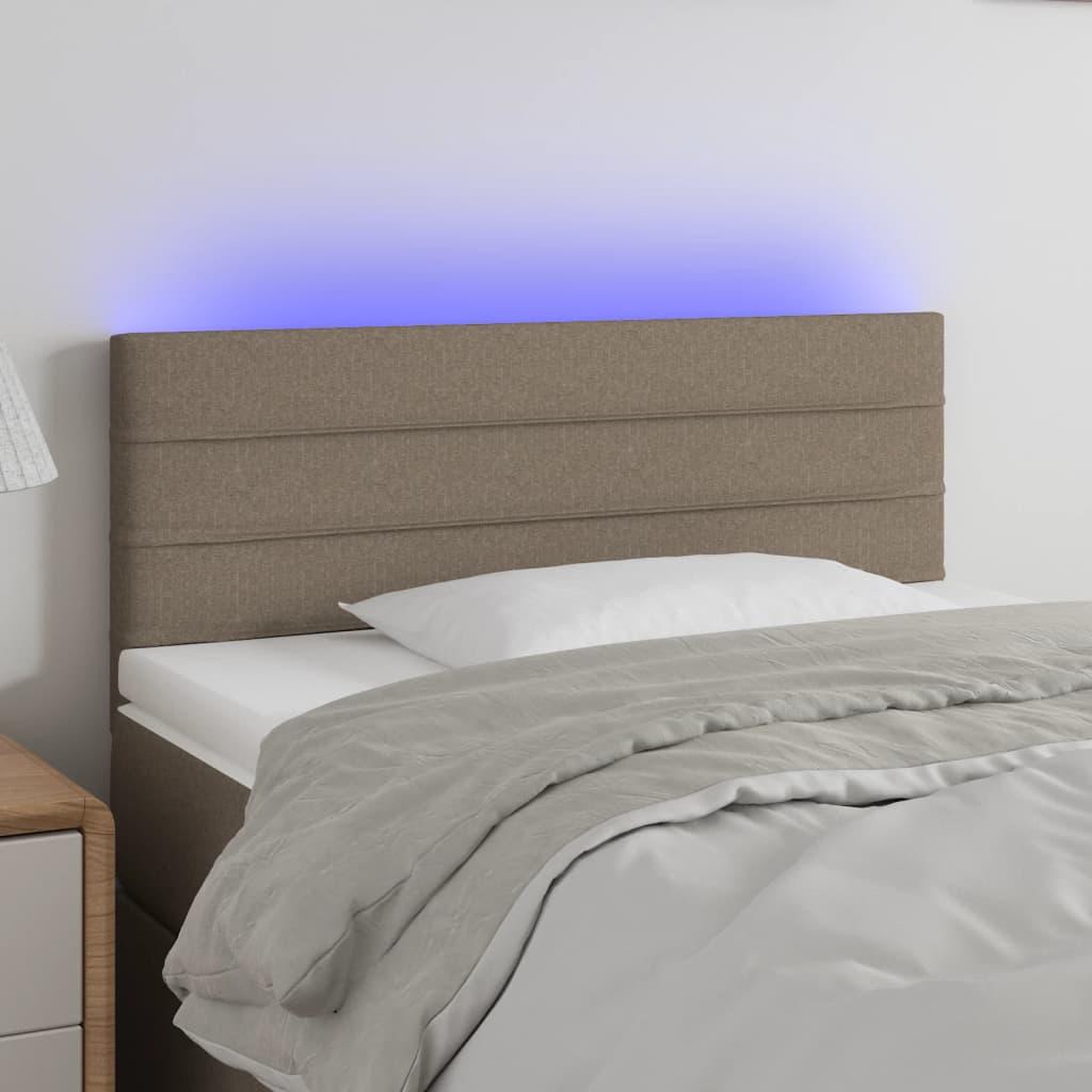 Voir la diapositive 1 : VIDAXL Tete de lit a LED Taupe 100x5x78/88 cm Tissu