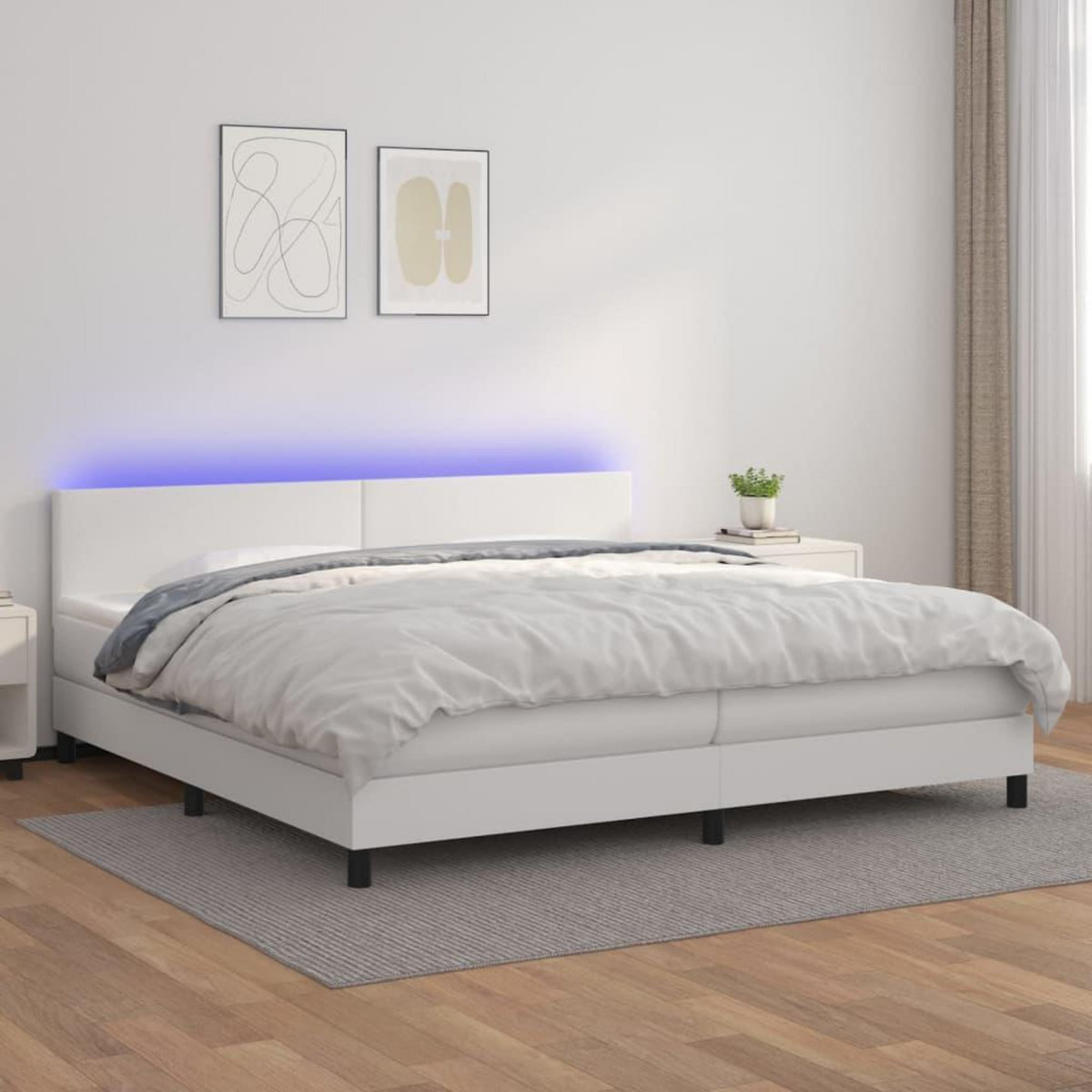VIDAXL Sommier a lattes de lit avec matelas et LED Blanc 200x200 cm