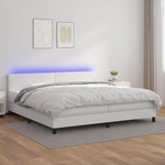VIDAXL Sommier a lattes de lit avec matelas et LED Blanc 200x200 cm