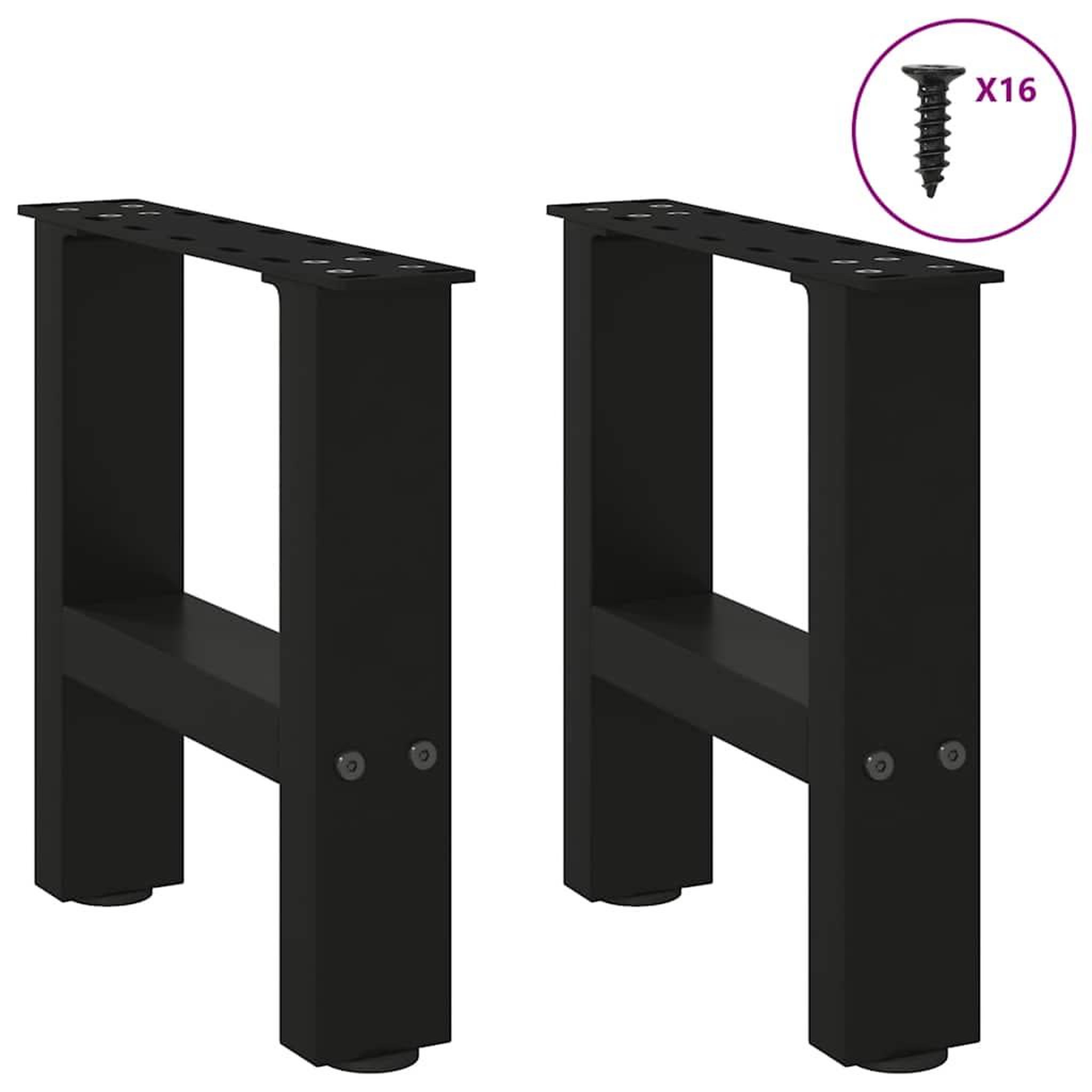 Voir la diapositive 3 : VIDAXL Pieds de table basse noir 2 pcs 30x(30-31) cm acier