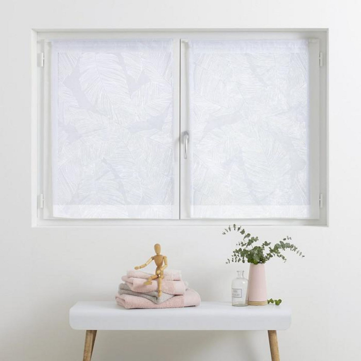 ATMOSPHERA 2 Voilages Dev effet feuille - 60 x 90 cm - Blanc