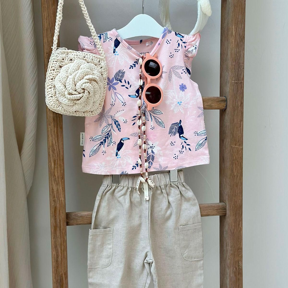 Petit Béguin Pantalon bébé en lin mélangé Moka