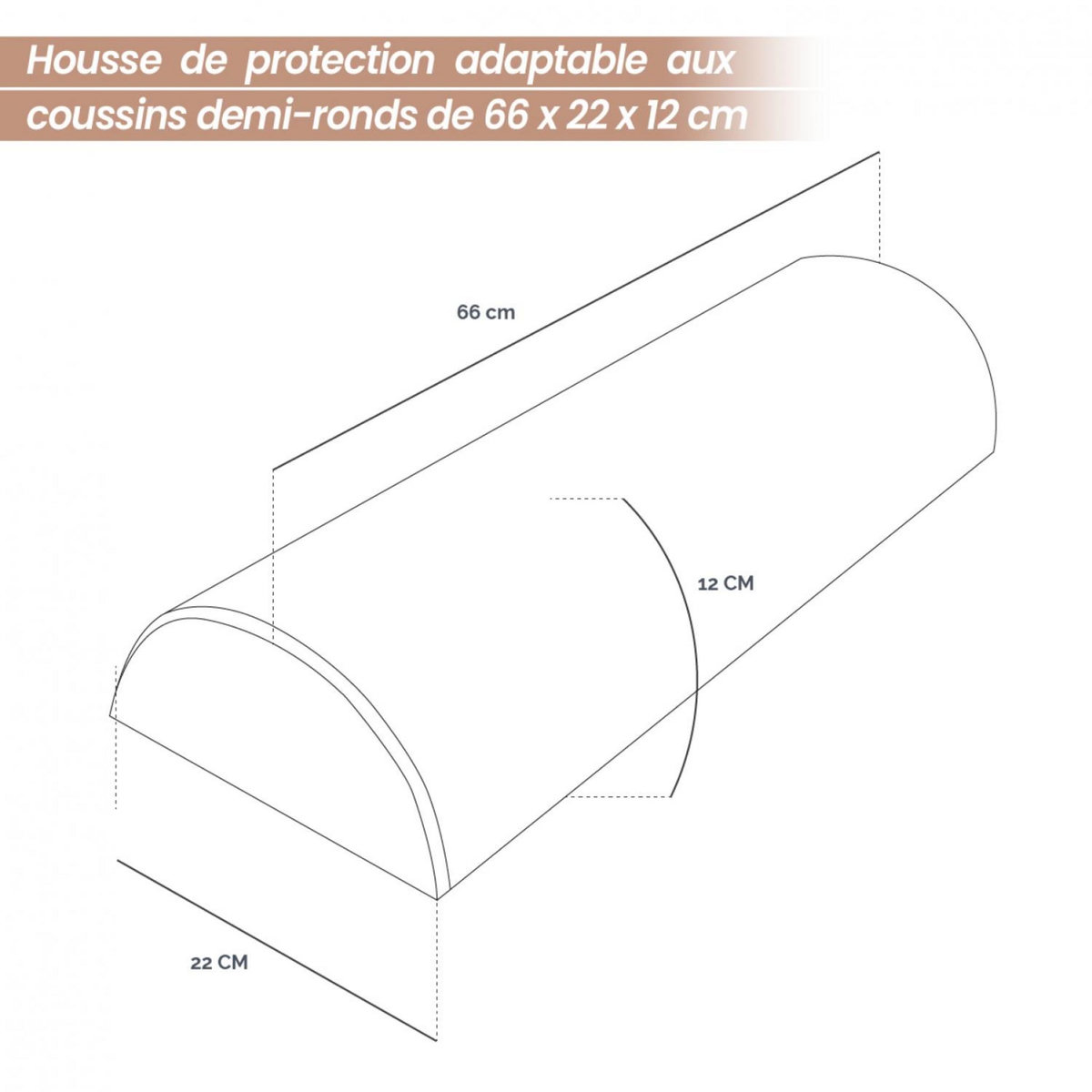 VIVEZEN Drap housse de protection en éponge pour coussin demi-rond 66 cm x 22 cm x 12 cm de table de massage - Bleu Pastel