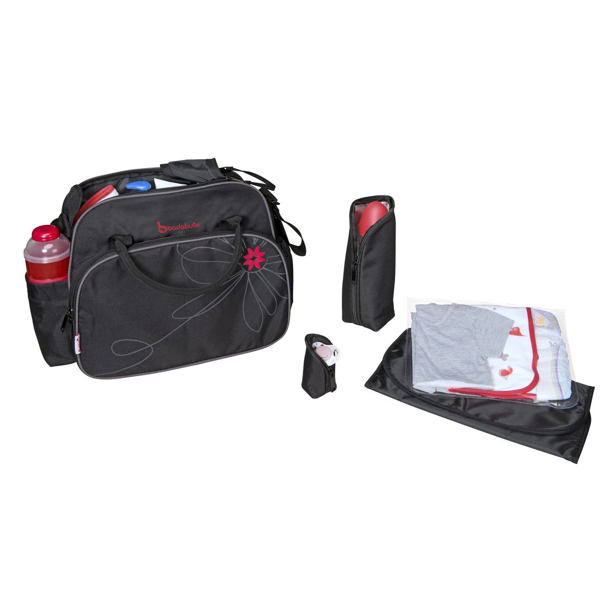 BADABULLE Sac à langer Vintage - Noir/rouge