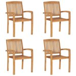 VIDAXL Chaises de jardin empilables lot de 4 Bois de teck solide