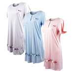 OZABI OZABI Chemise de Nuit Femme Microfibre Manches Courtes. Coloris disponibles : Rose, Gris, Bleu