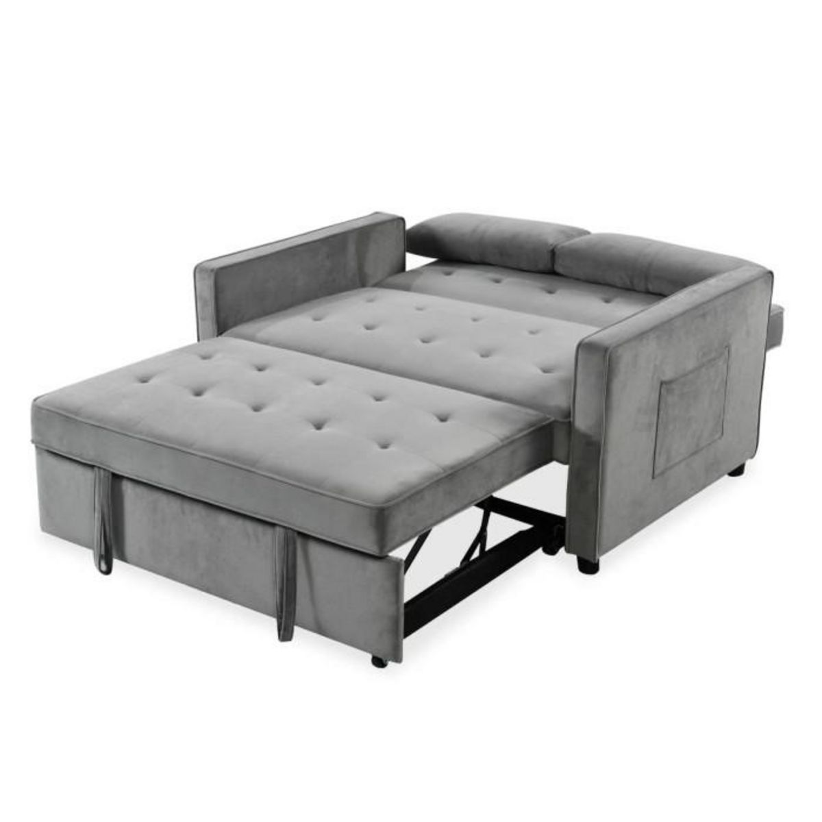 Paris Prix Canapé Convertible 2 Places Velours  Léa  133cm Gris