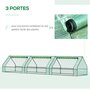 Voir la diapositive 5 : OUTSUNNY Mini serre de jardin serre à tomates 400L x 100l x 80H cm acier PE haute densité 140 g/m² anti-UV 3 fenêtres avec zip enroulables vert