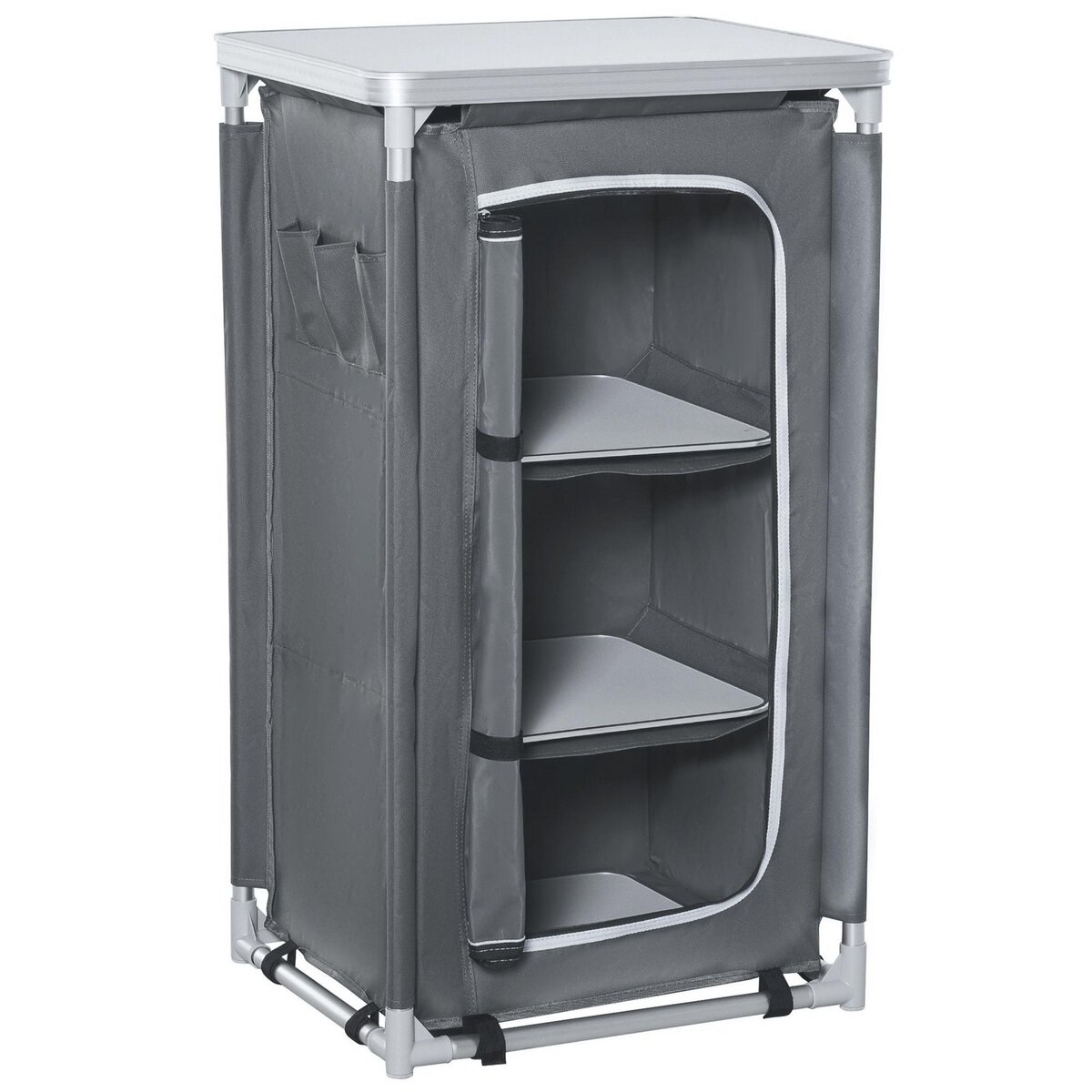 OUTSUNNY Rangement cuisine de camping pliable avec sac transport - 2 étagères - alu polyester gris
