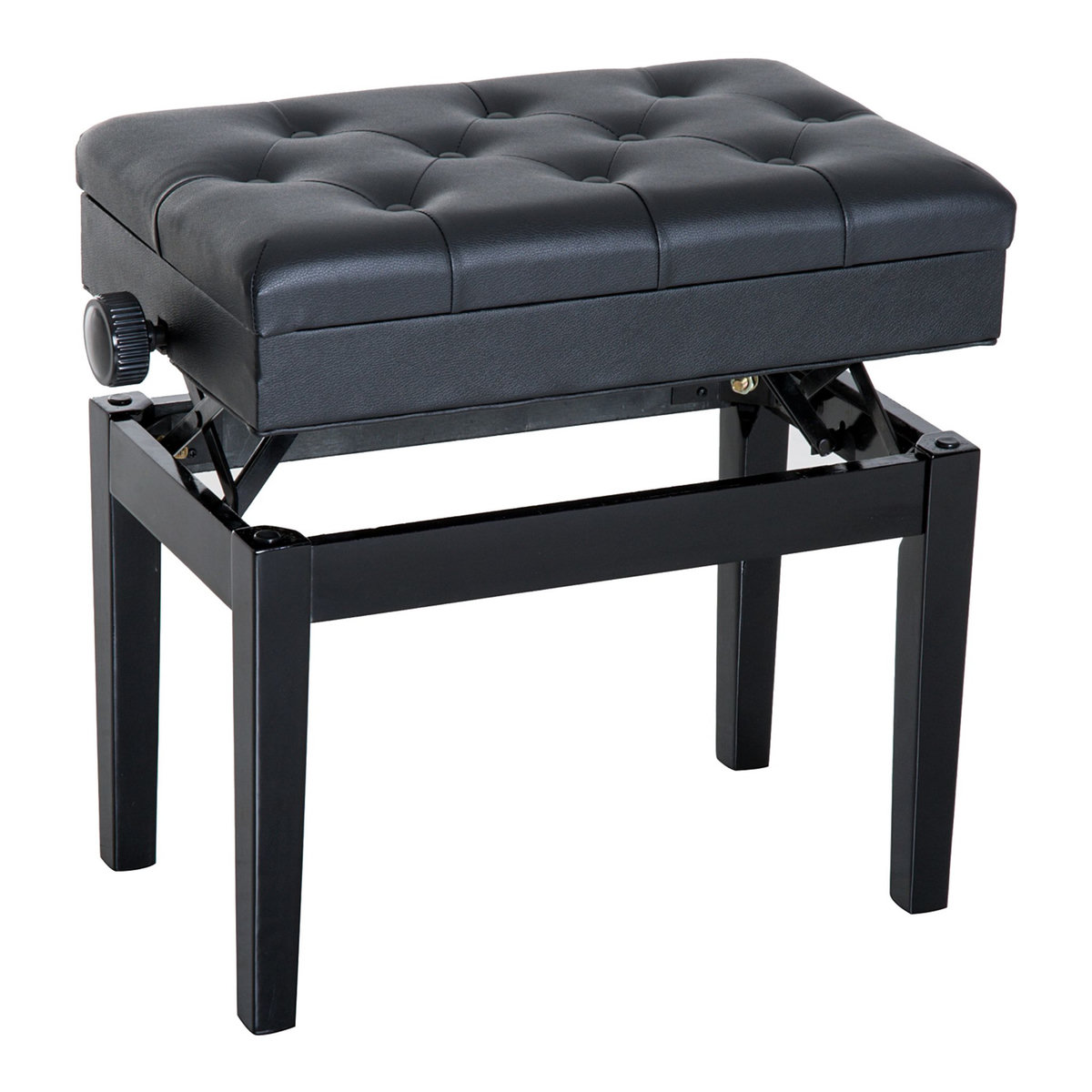 HOMCOM HOMCOM Banquette tabouret siège pour piano hauteur réglable 55L x 33l x 48-58H cm coffre de rangement interne assise revêtement synthétique capitonné bois noir
