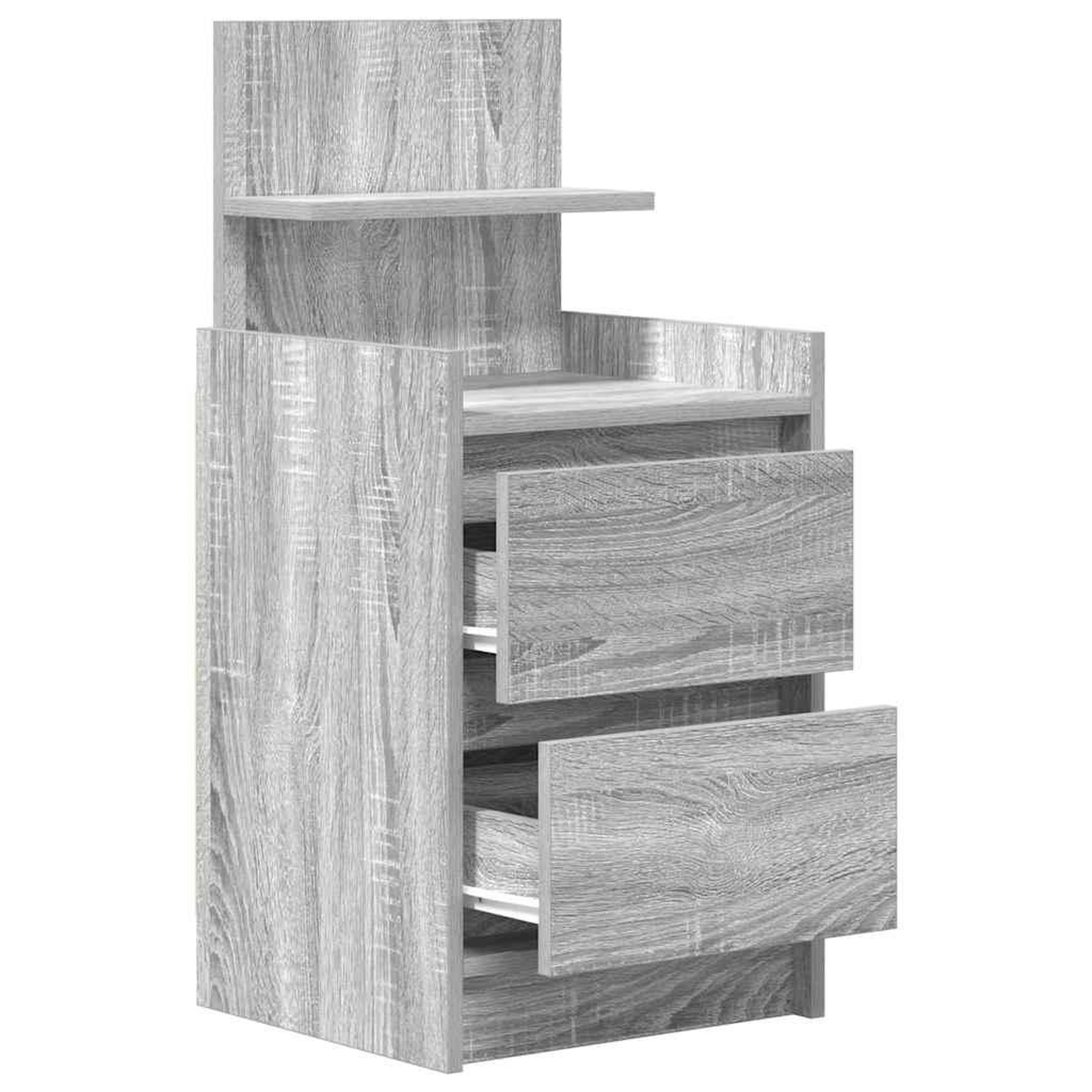 Voir la diapositive 5 : VIDAXL Table de chevet avec 2 tiroirs sonoma gris 38x34x80 cm