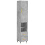 Voir la diapositive 2 : VIDAXL Buffet haut Gris beton 34,5x34x180 cm Bois d'ingenierie