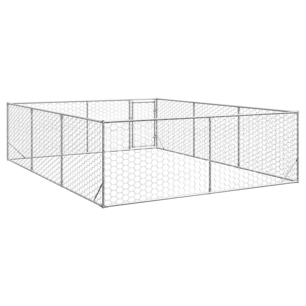 VIDAXL Chenil d'exterieur pour chiens porte 3x4x1 m acier galvanise