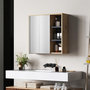 Voir la diapositive 2 : HOMCOM Armoire miroir de salle de bain - 2 portes, étagère, 3 niches - dim. 60 x 20 x 60 cm - effet bois clair naturel