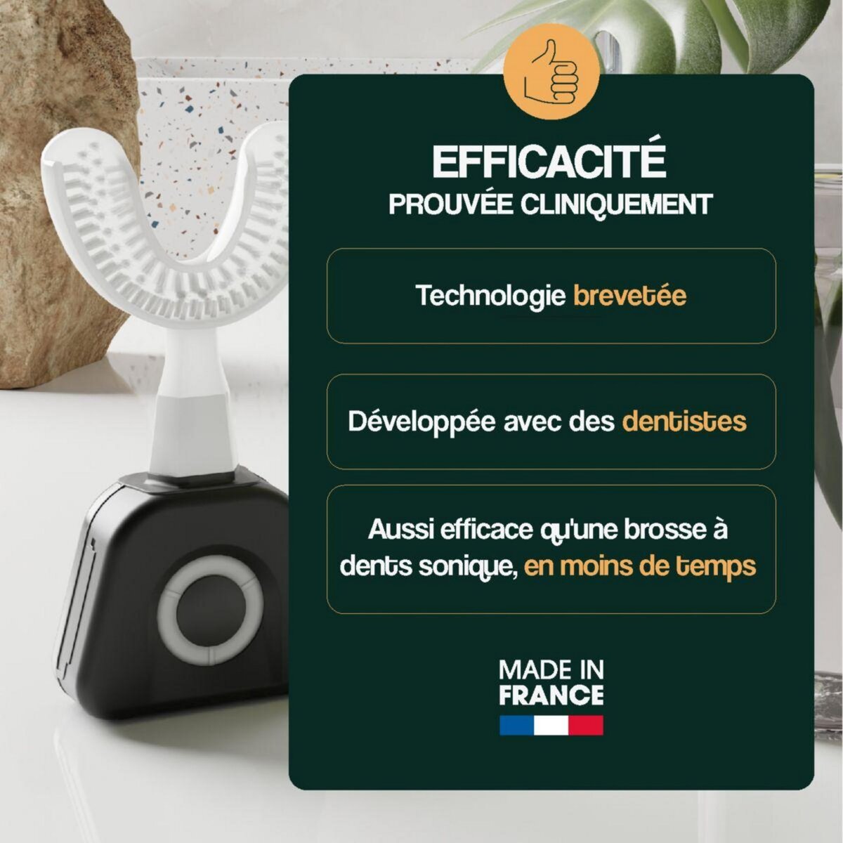 YBRUSH Brosse à dents électrique NylonBlack Premium