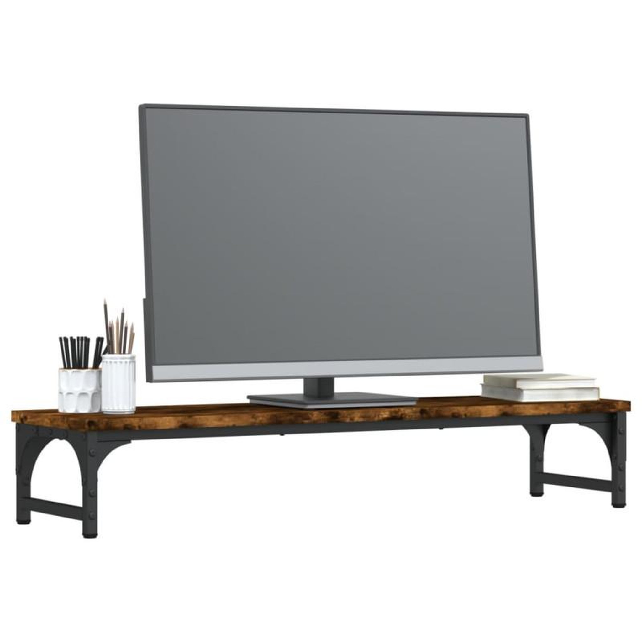 Voir la diapositive 3 : VIDAXL Support de moniteur chêne fumé 85x23x15,5 cm bois d ingénierie