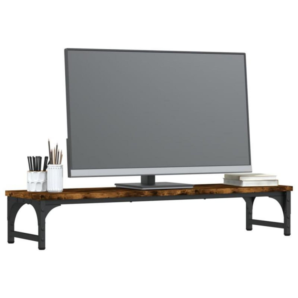 VIDAXL Support de moniteur chêne fumé 85x23x15,5 cm bois d ingénierie