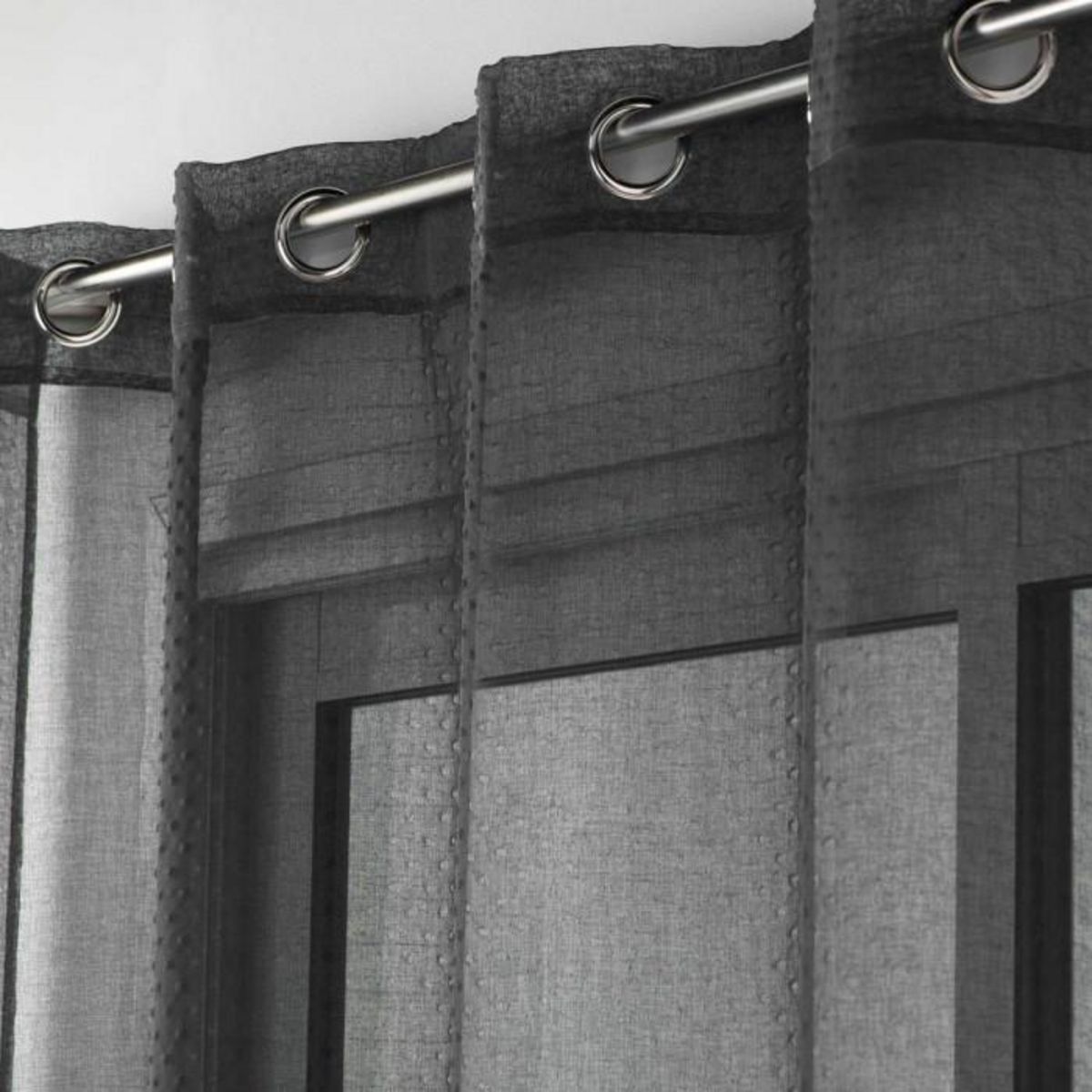 Paris Prix Rideau Voilage à Œillets  Amani  140x240cm Noir