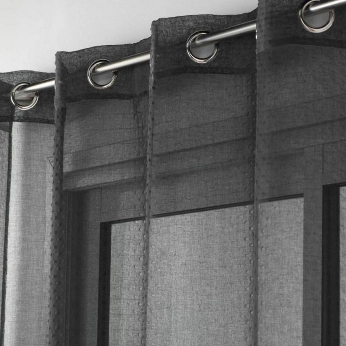 Paris Prix Rideau Voilage à Œillets  Amani  140x240cm Noir