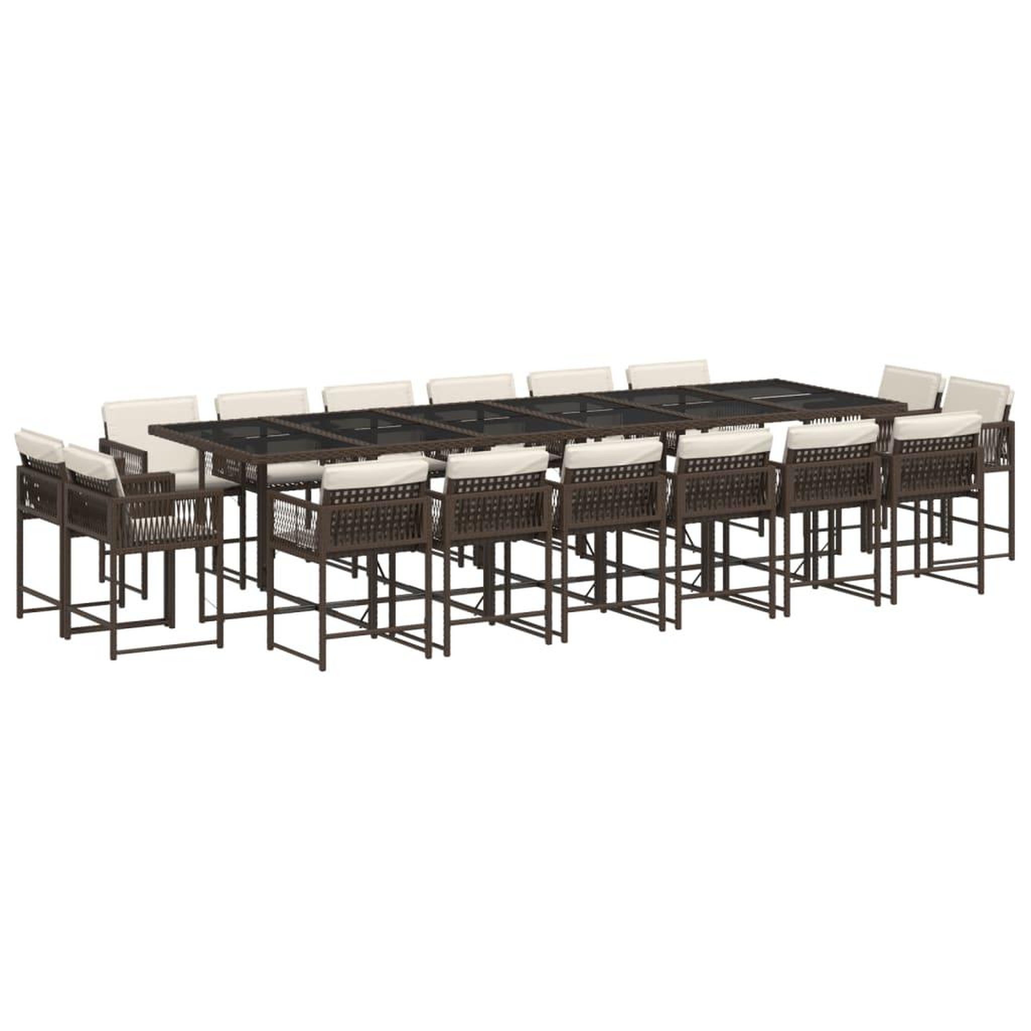 Voir la diapositive 2 : VIDAXL Ensemble a manger de jardin et coussins 17 pcs marron rotin