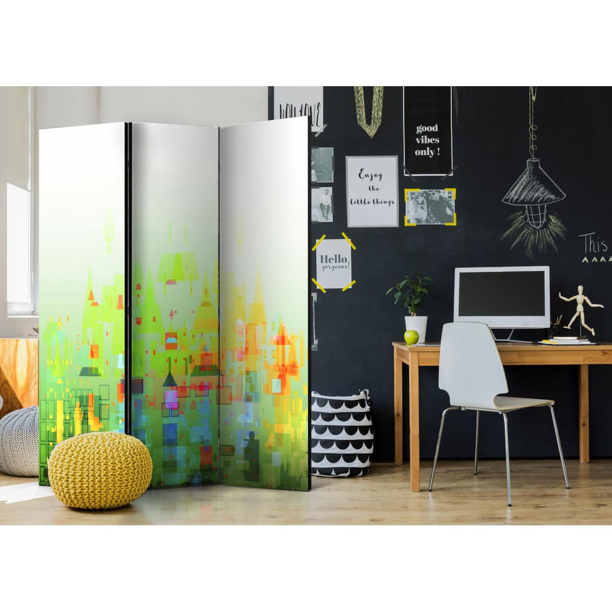 Voir la diapositive 2 : Paris Prix Paravent 3 volets  abstract city  135x172cm