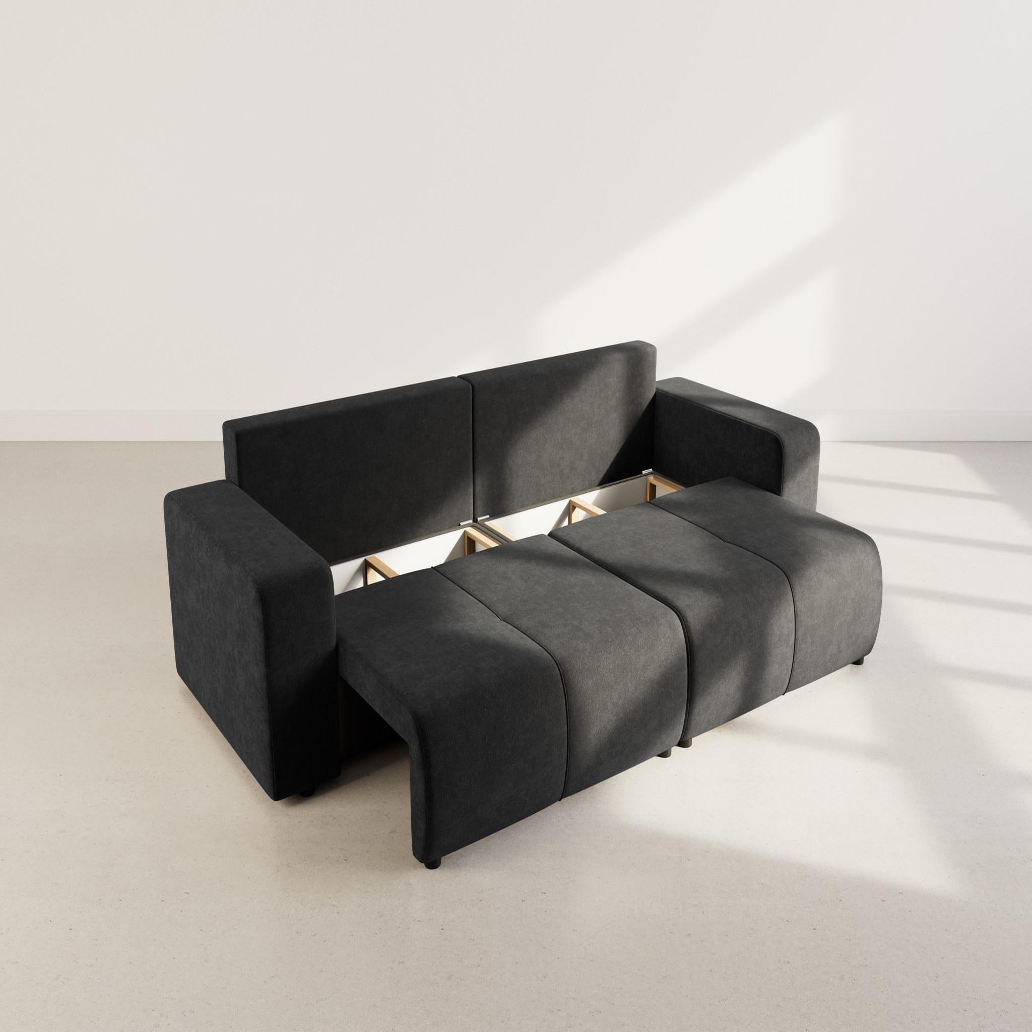 Voir la diapositive 3 : BEST MOBILIER Nicole - canapé droit 4 places convertible avec coffre en tissu