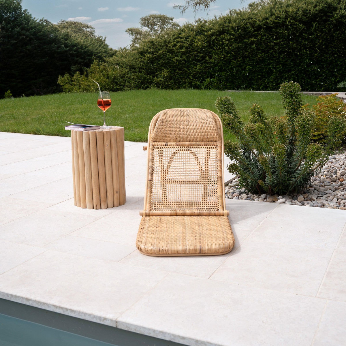 Rendez vous déco Chaise de plage pliable en rotin naturel-Favignana