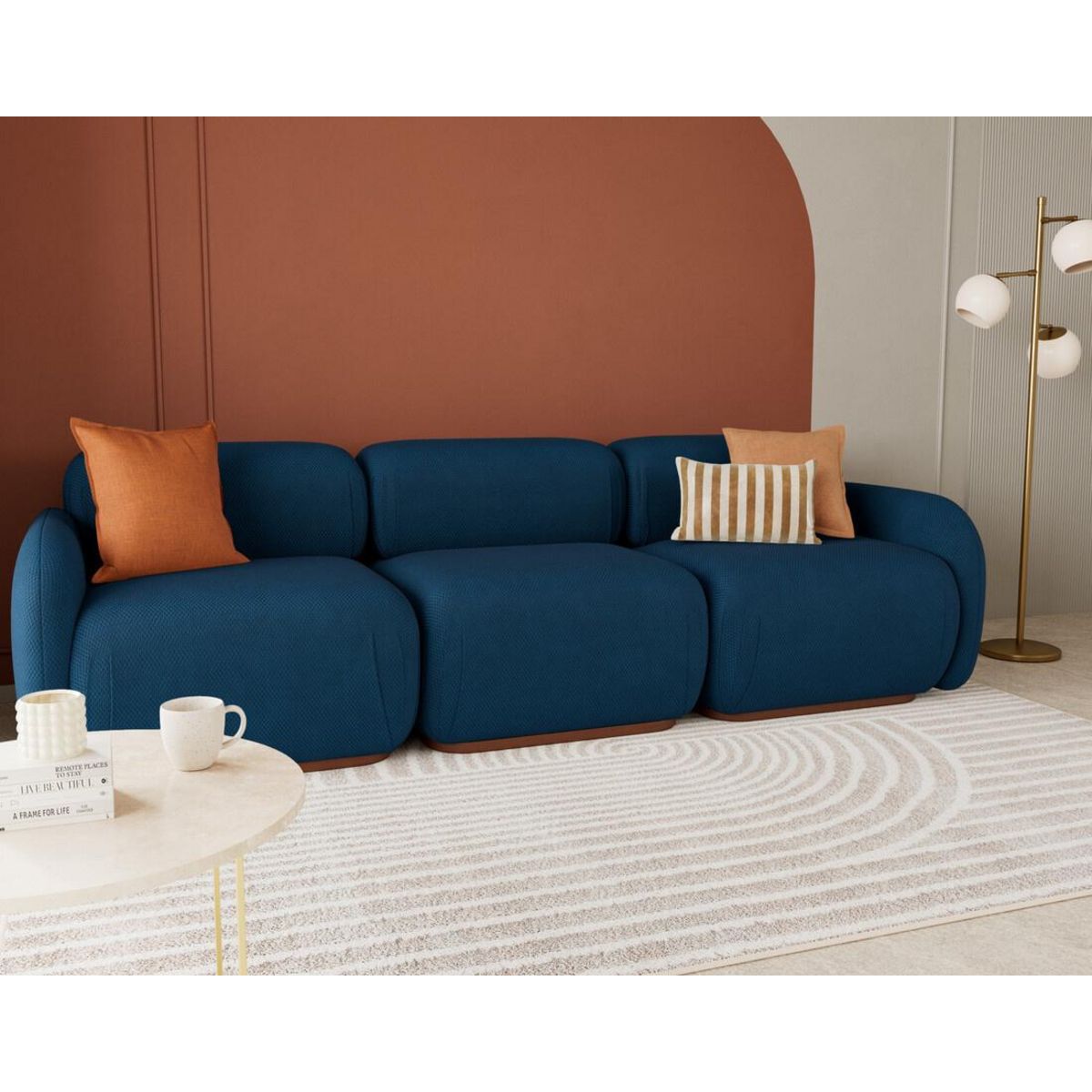 LISA DESIGN Penelope - canapé droit modulable 3 places en velours texturé