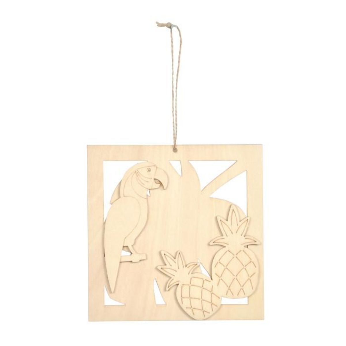 Paris Prix Décoration en Bois  Ananas & Perroquet  15cm Naturel