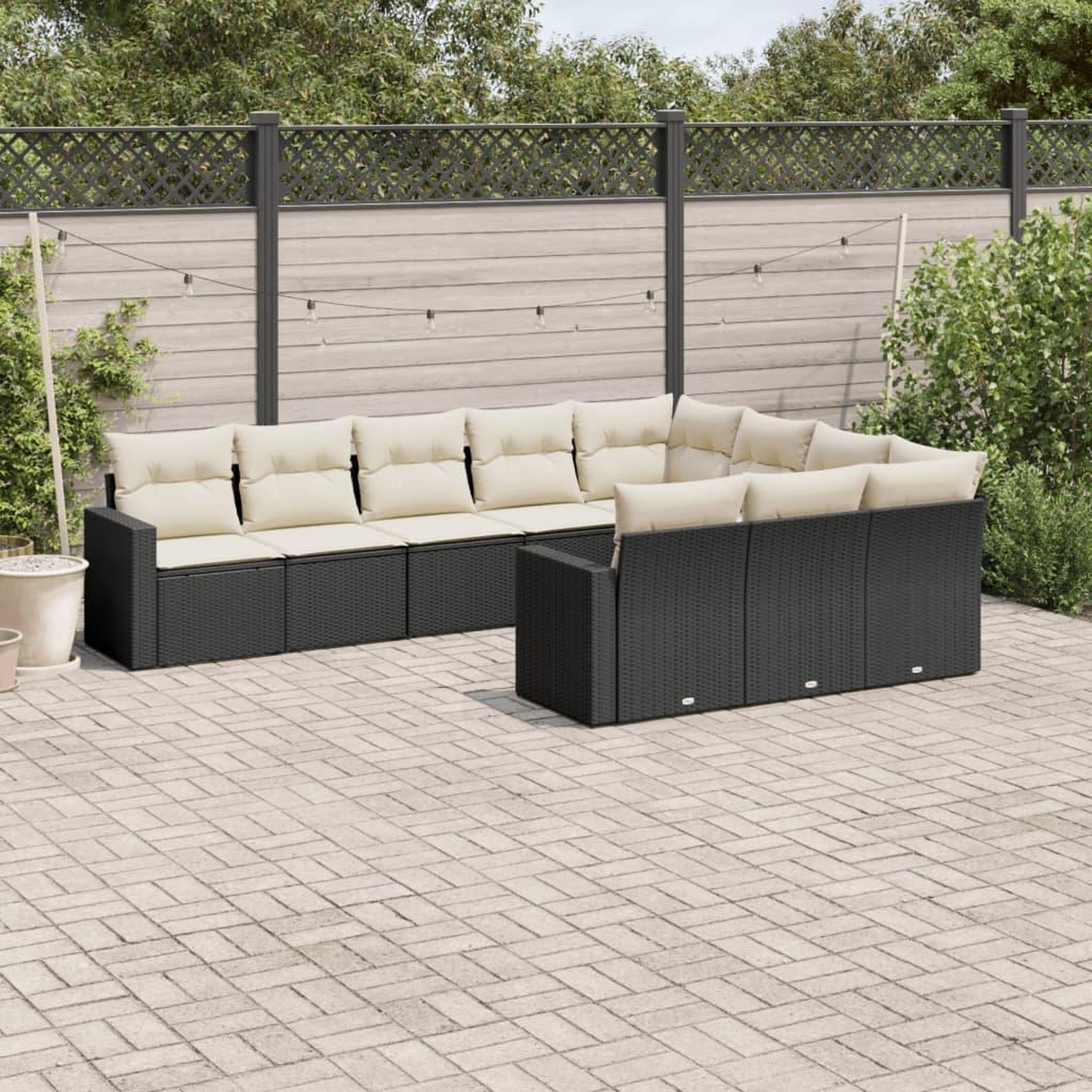 VIDAXL Salon de jardin 10 pcs avec coussins noir resine tressee