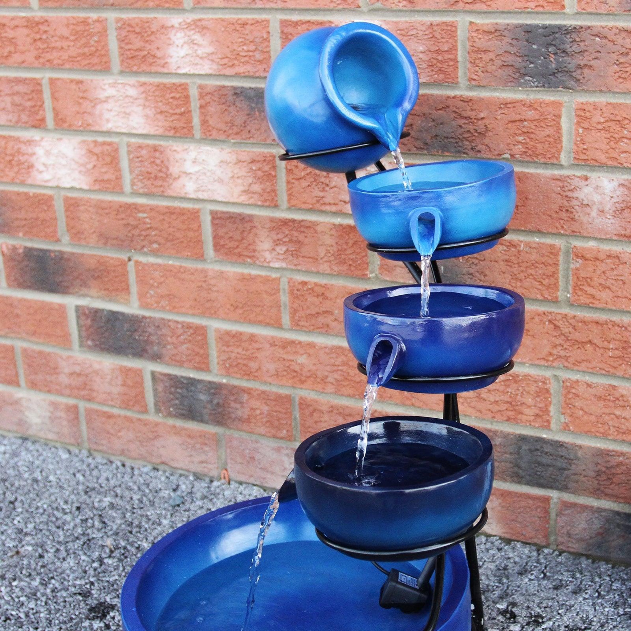 Voir la diapositive 3 : MONSTERSHOP Fontaine de jardin à 4 niveaux avec panneau solaire