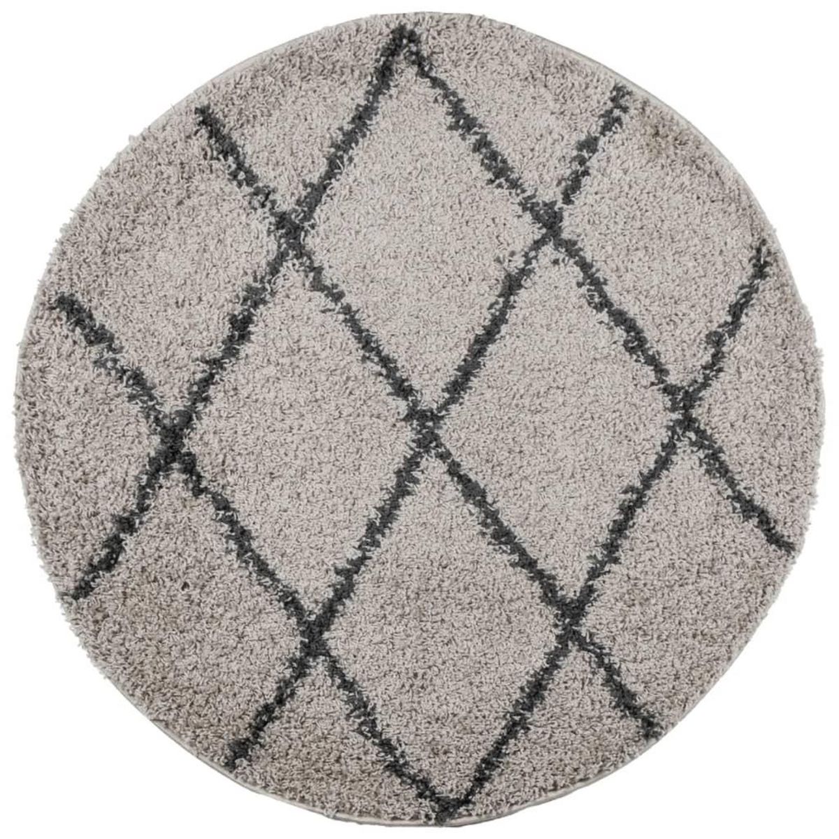 VIDAXL Tapis shaggy a poils longs moderne beige et anthracite Ø 80 cm