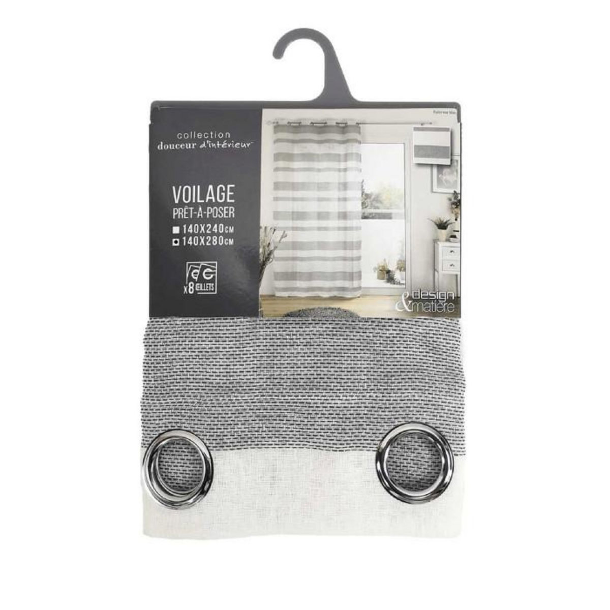 Paris Prix Rideau Voilage à Œillets  Palerma  140x280cm Blanc