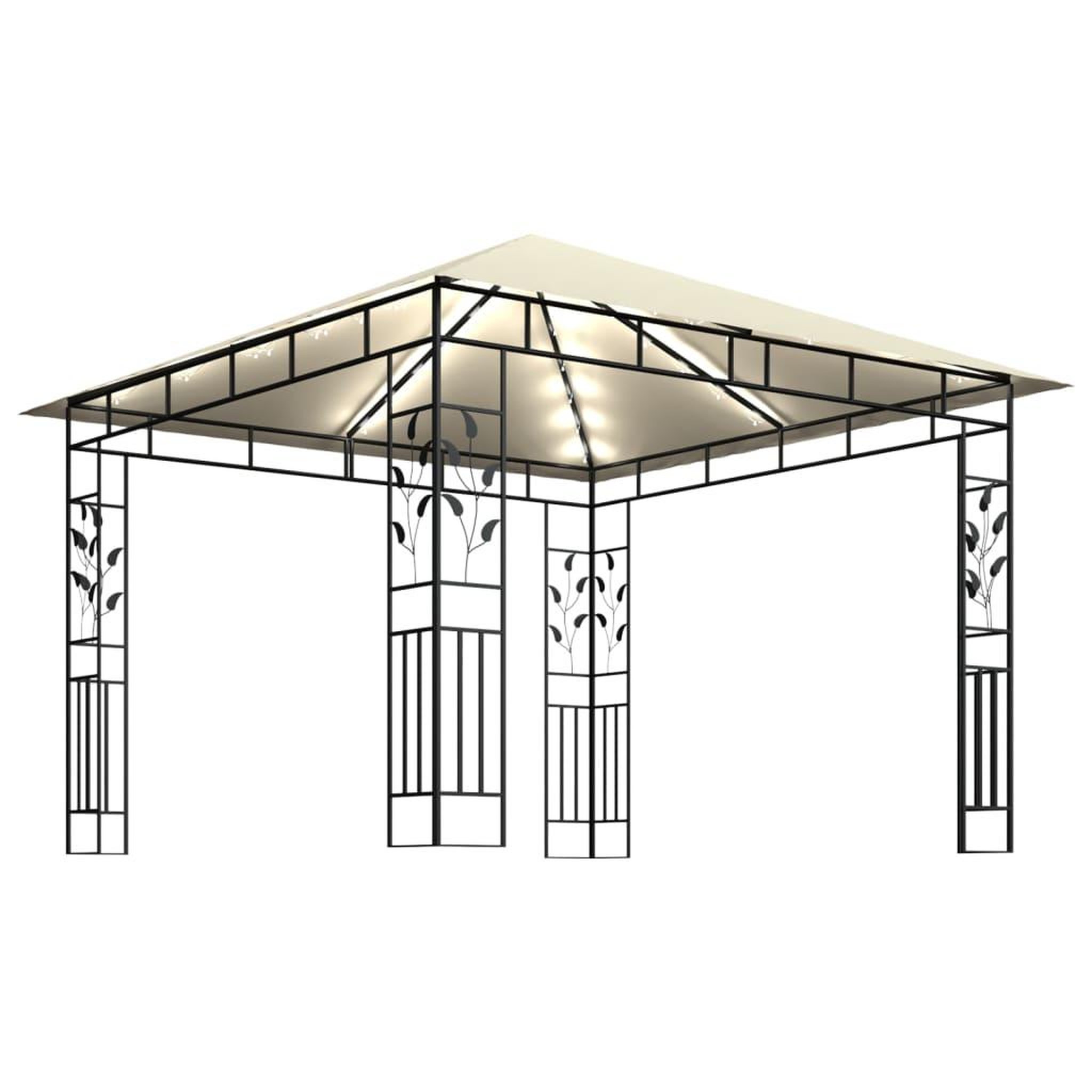 Voir la diapositive 4 : VIDAXL Tonnelle avec moustiquaire et lumieres LED 3x3x2,73 m Creme