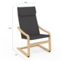 Voir la diapositive 6 : ID MARKET Fauteuil NILS bois façon hêtre et coussin tissu gris