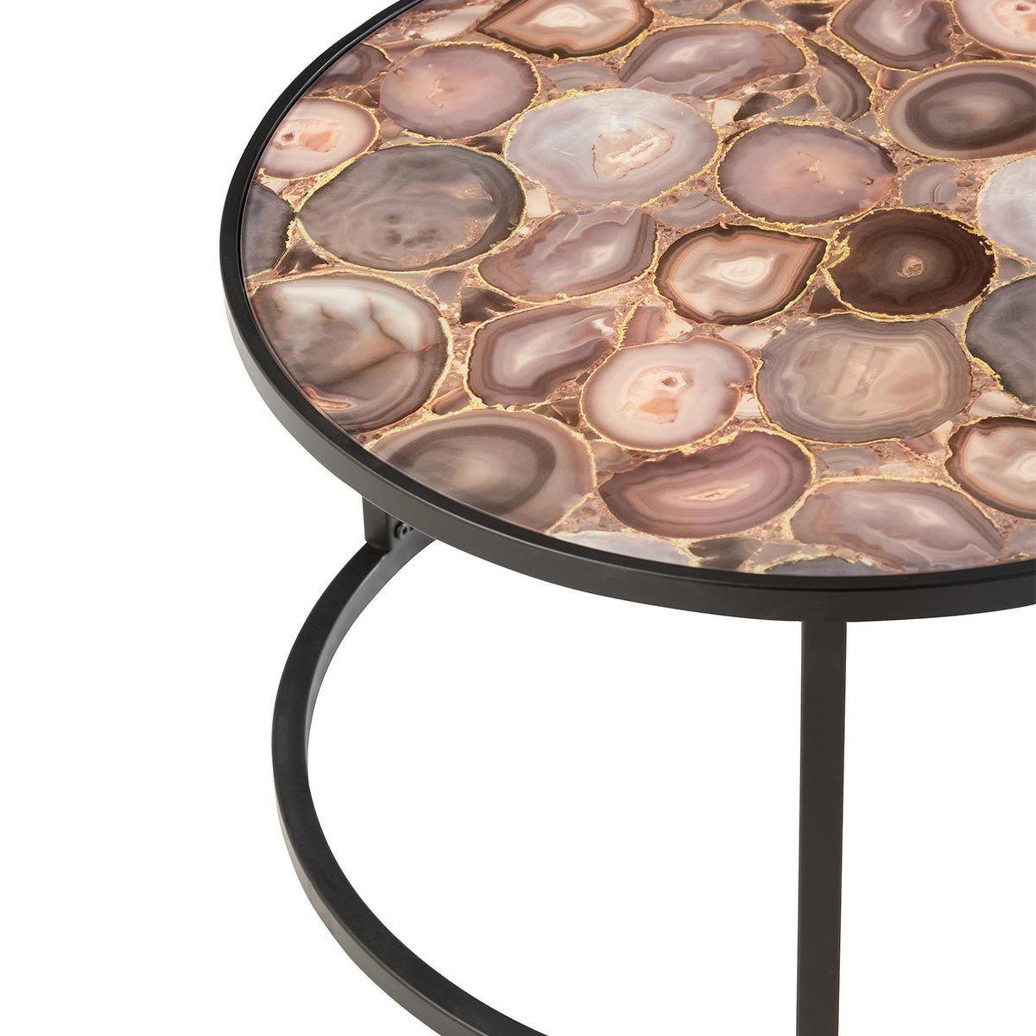 Voir la diapositive 2 : J-LINE Table basse ronde  aver  60cm marron & noir