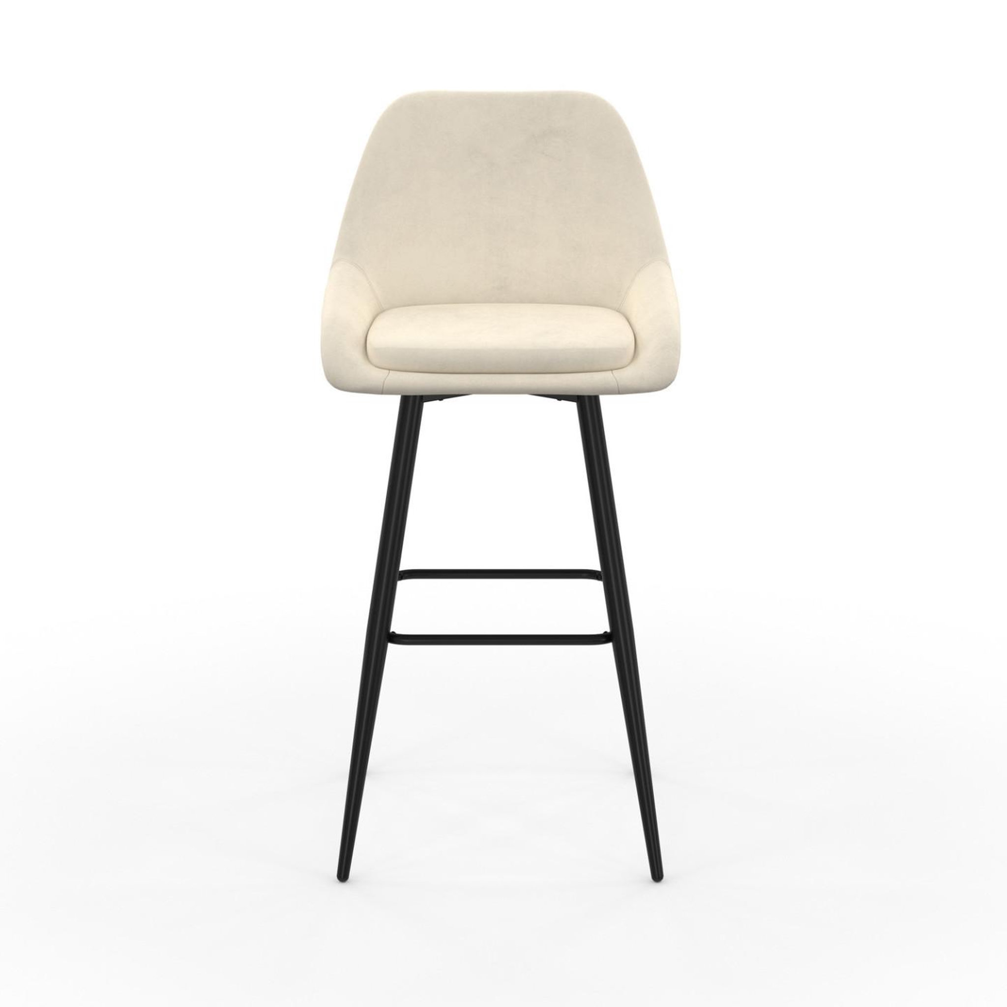 Voir la diapositive 3 : ID MARKET Lot de 2 tabourets de bar thalya en velours beige avec demi-accoudoirs