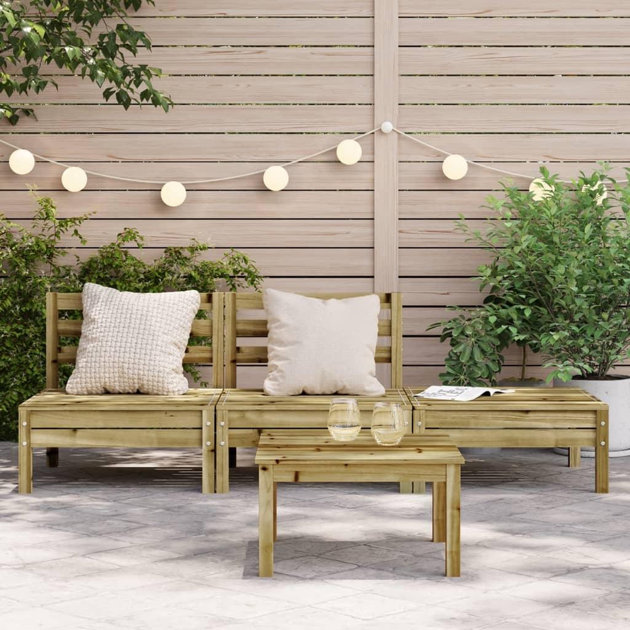 Voir la diapositive 3 : VIDAXL Canape de jardin 3 places bois de pin impregne