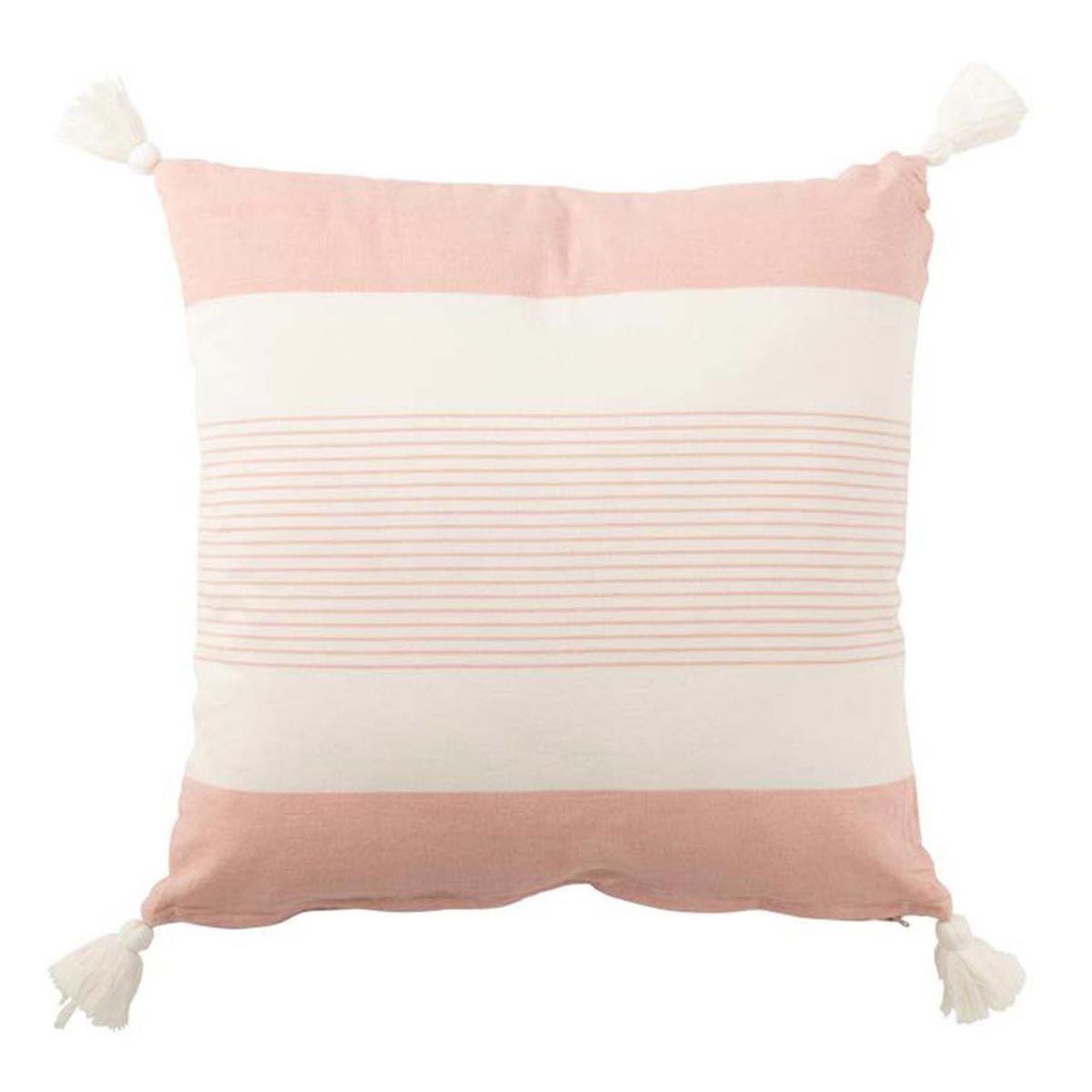 Voir la diapositive 1 : J-LINE Coussin déco  mik  50x50cm blanc & rose