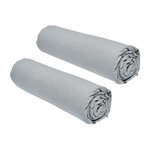Today Lot de 2 draps housses TODAY Essential - 140 x 190 cm - 2 personnes - 100% Coton - Acier
