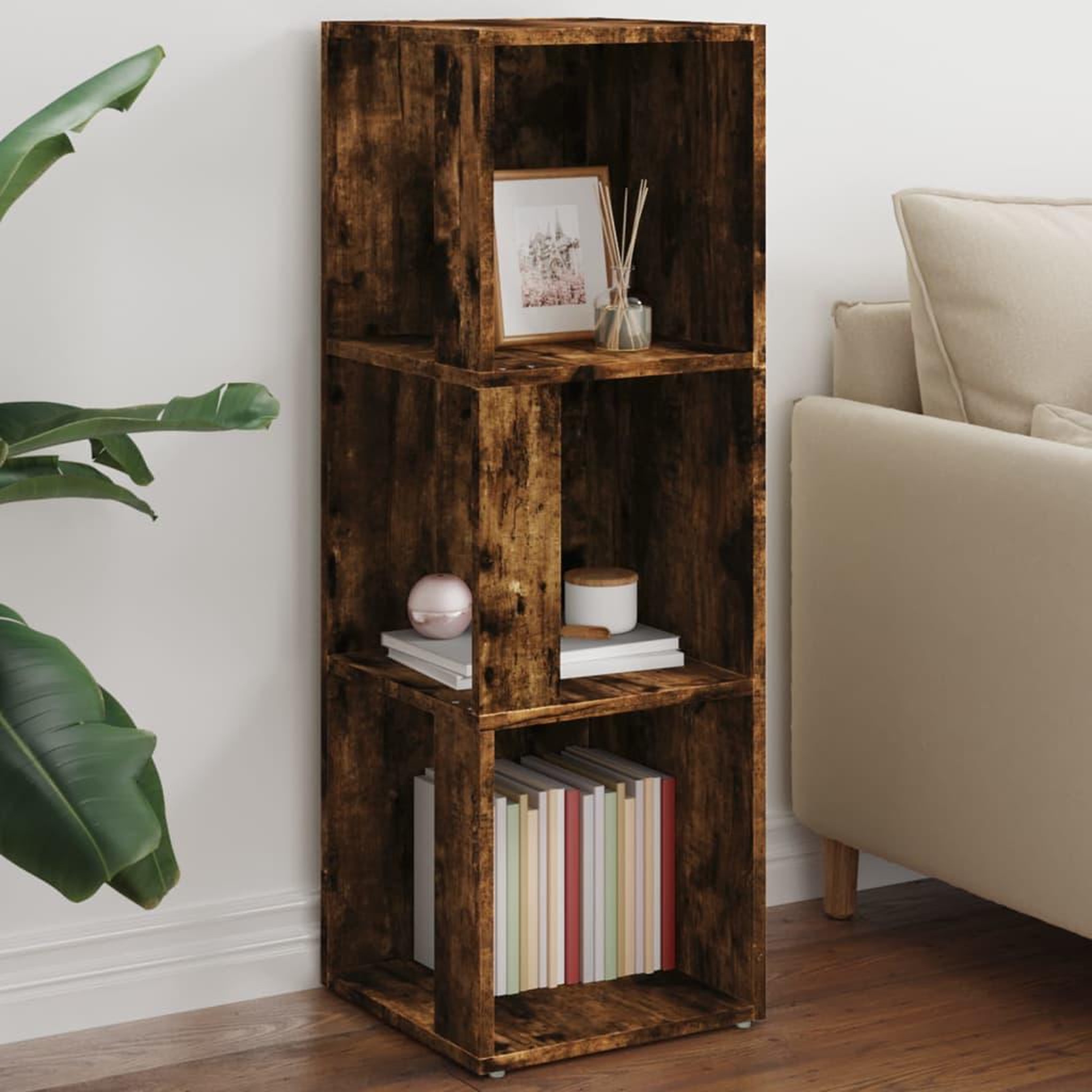 VIDAXL Armoire d'angle Chene fume 33x33x100 cm Bois d'ingenierie