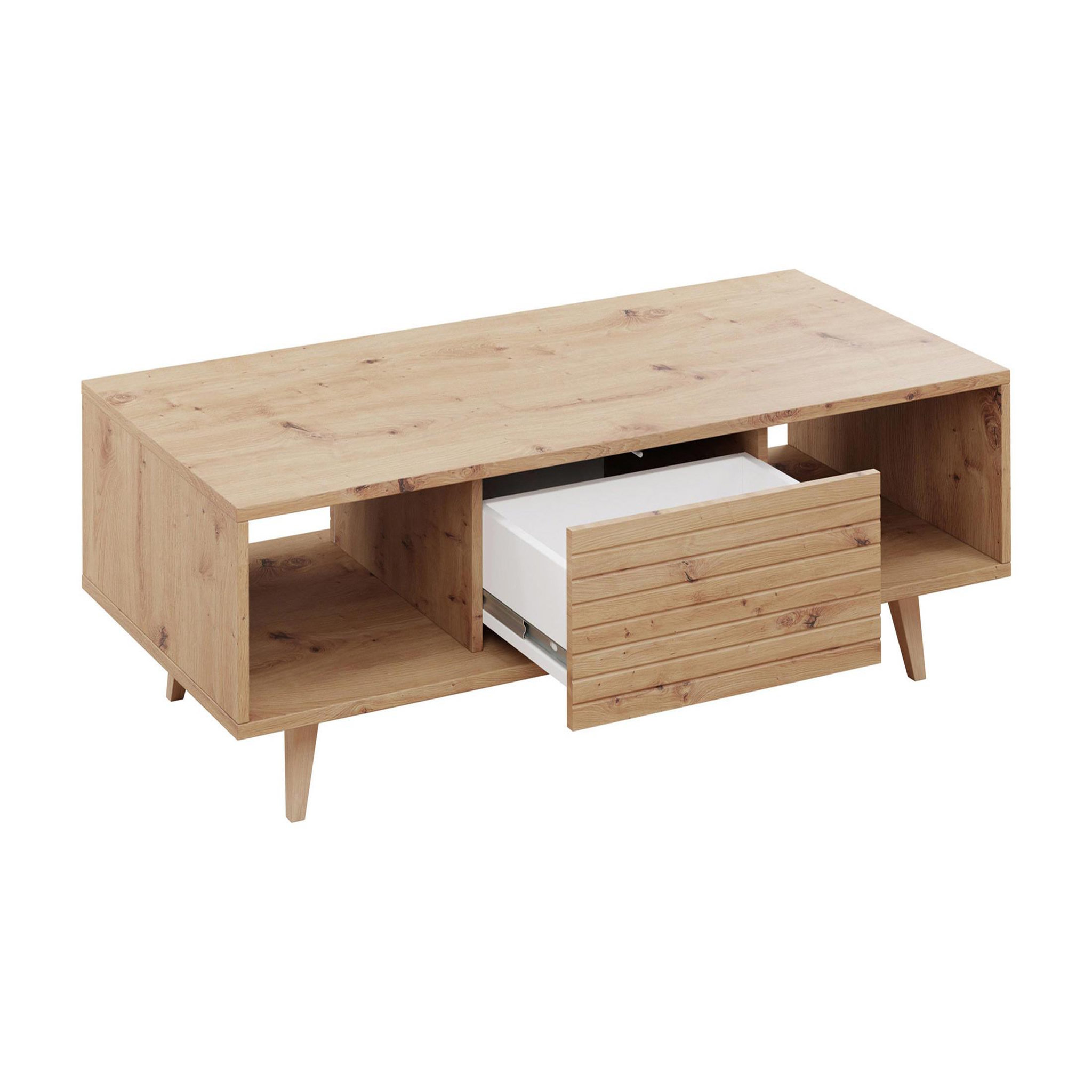 Voir la diapositive 2 : BEST MOBILIER Diego - table basse - effet bois - 2 niches - 120 cm