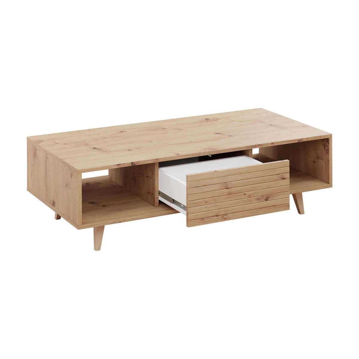 BEST MOBILIER Diego - table basse - effet bois - 2 niches - 120 cm