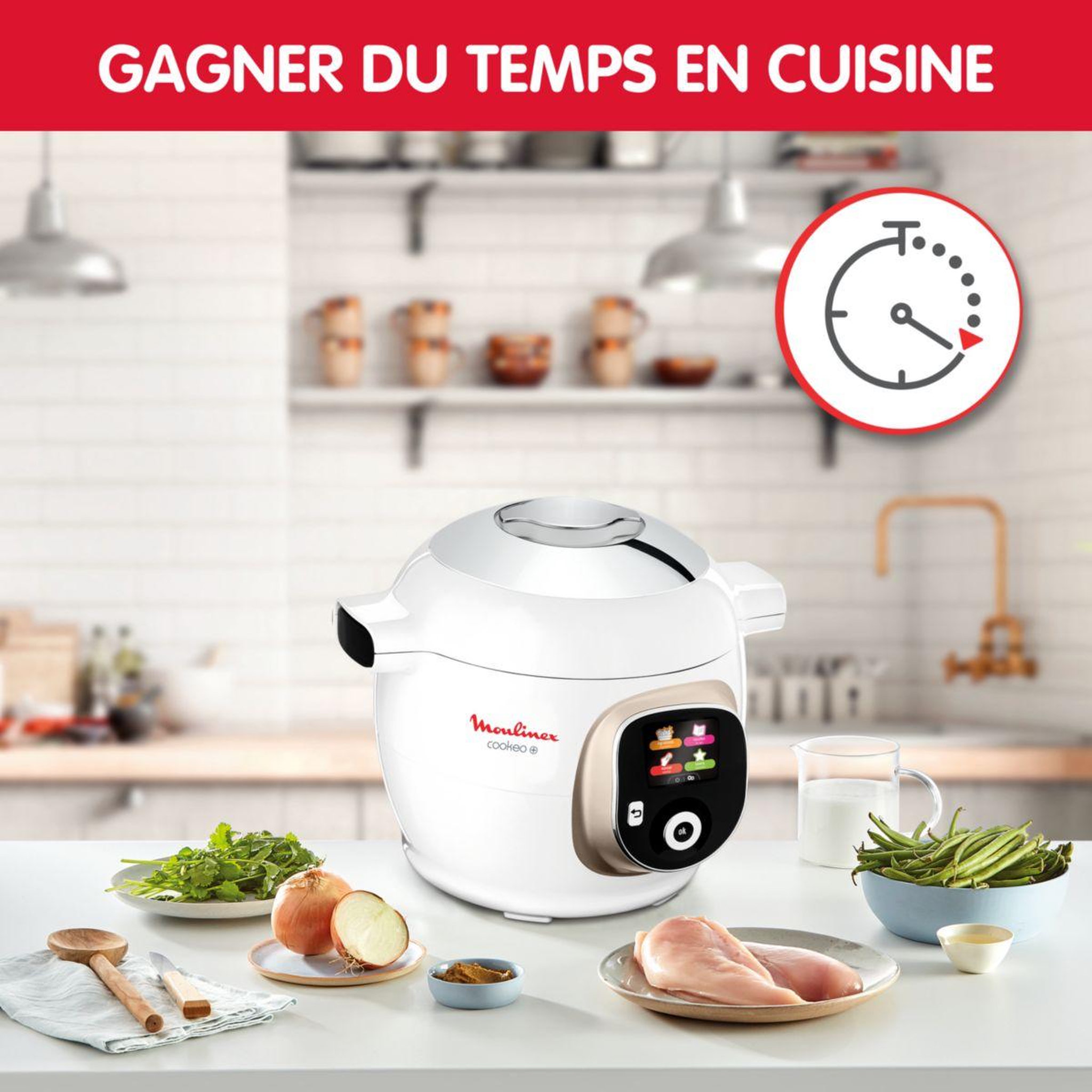 Voir la diapositive 5 : MOULINEX Cookeo ce85ba10 blanc 6 l, 6 modes de cuisson, 180 recettes