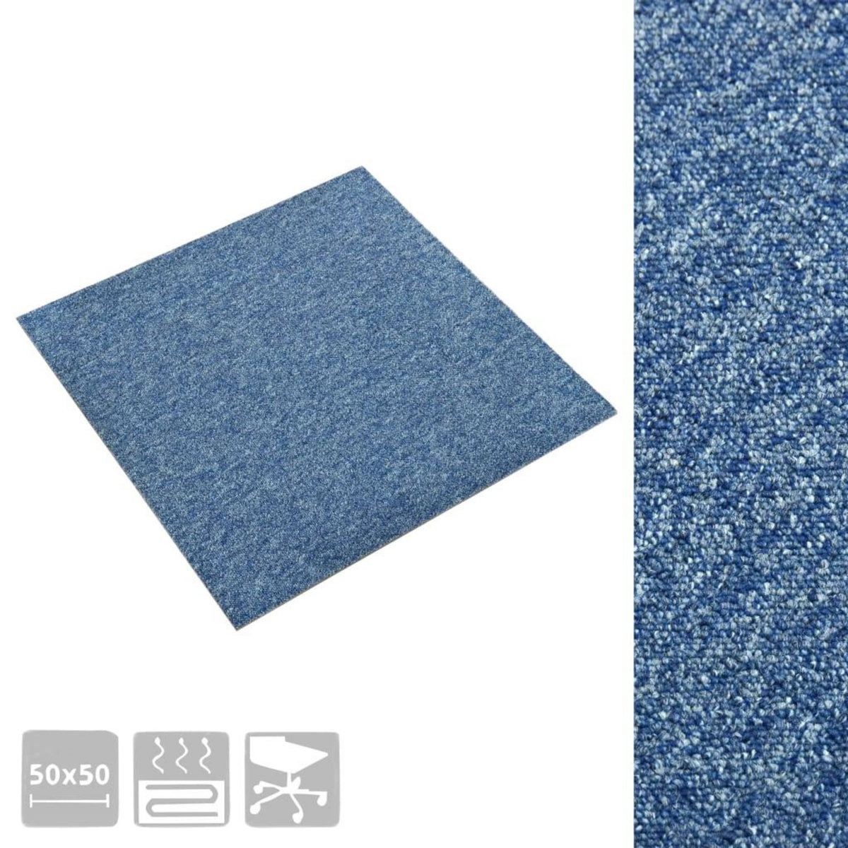 VIDAXL Dalles de tapis de sol 20 pcs 5 m^2 50x50 cm Bleu