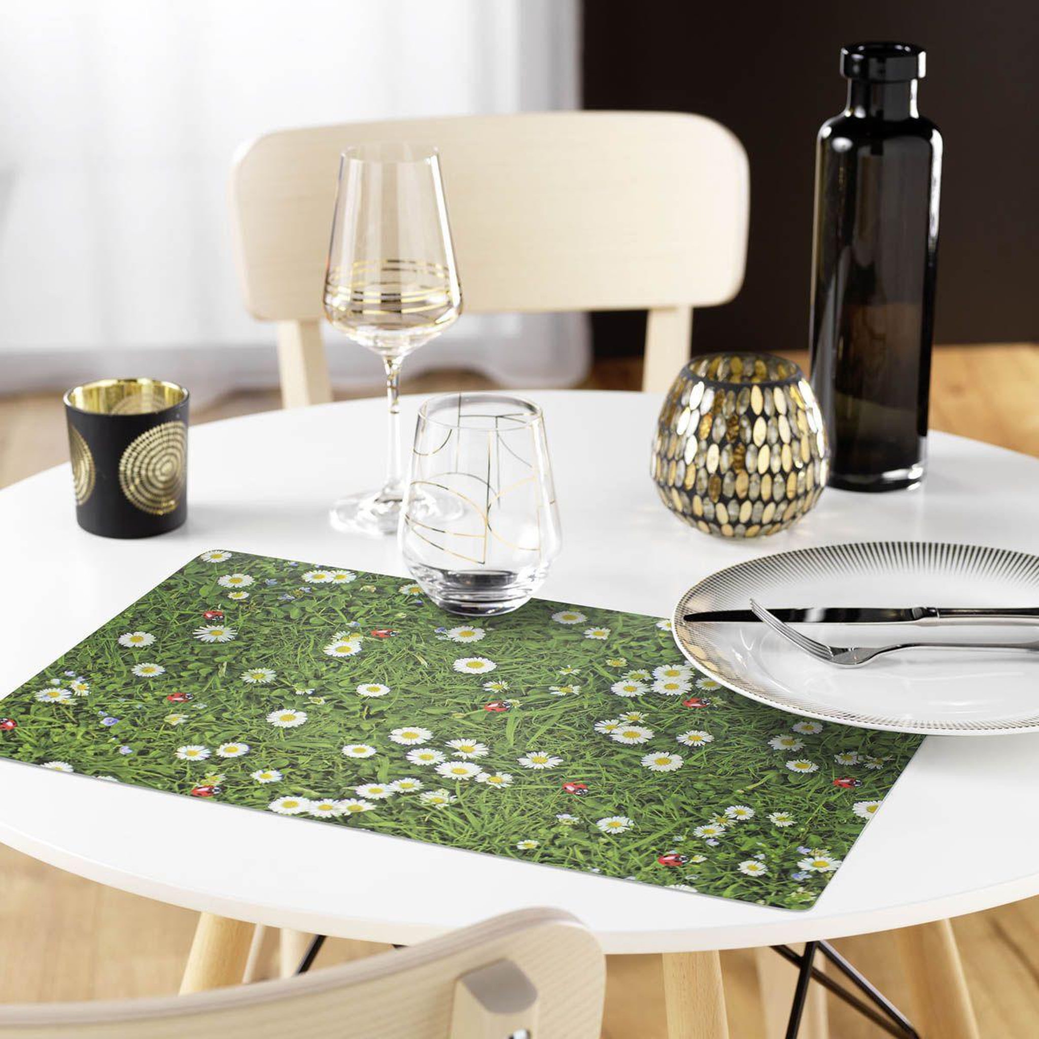 Voir la diapositive 2 : Douceur d'Intérieur Set de table imprimé  fleurette  28x44cm vert