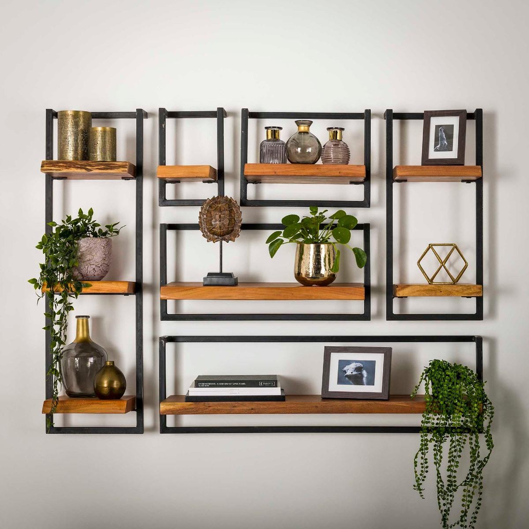 Voir la diapositive 3 : JLC KREATION Étagère murale en bois et métal 100cm ernest