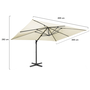 Voir la diapositive 5 : ID MARKET Parasol déporté inclinable rotatif 360 CALVI écru 3x4 M avec housse