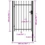 Voir la diapositive 6 : VIDAXL Portillon simple porte avec dessus a pointe Acier 1x1,5 m Noir