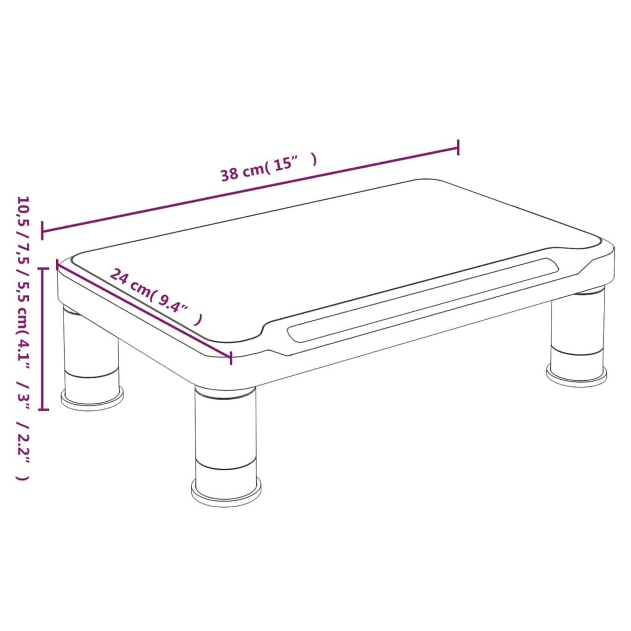 Voir la diapositive 6 : VIDAXL Support de moniteur Noir 38x24x10,5 cm